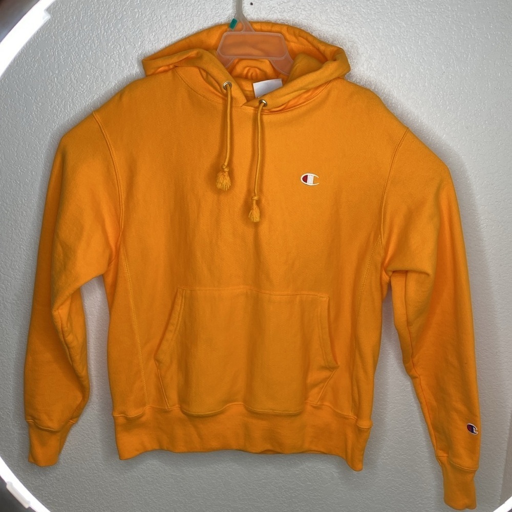 Champion GoldenYellow Reverse Weave C Logo Men's Hoodie Size M
